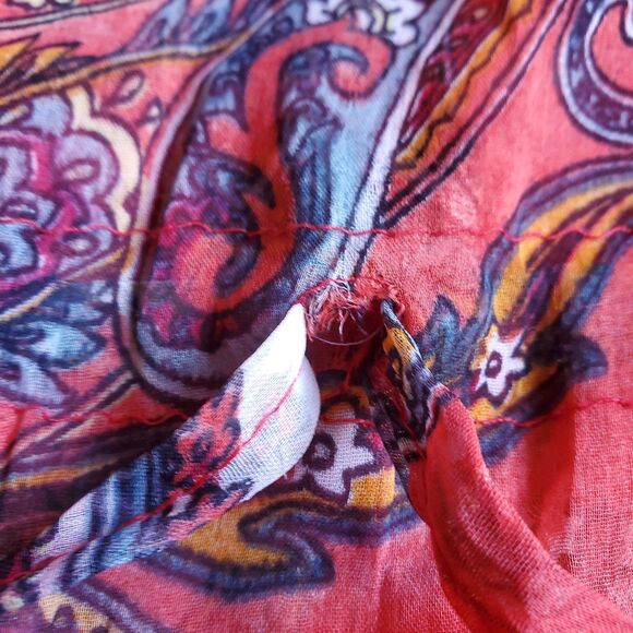 Salty Lemon Sheer Beach Cover Up One Size Paisley Kaftan Orange Red Boho - Picture 7 of 8